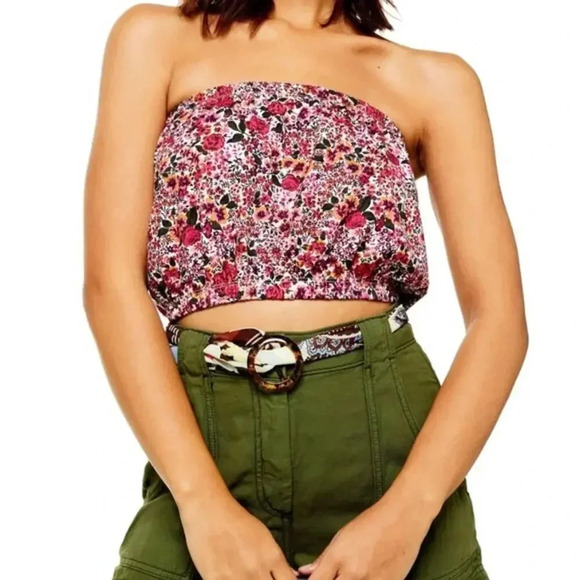 Topshop Floral Strapless Crop Top Size 4 NWT - Picture 3 of 5